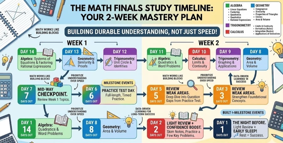 math finals study timeline: 2-week plan to mastery