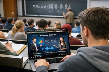 Student using creating an AI video from class lecture