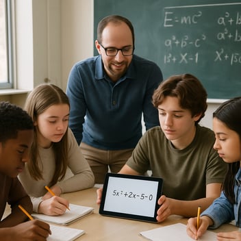 students and teacher in classroom learning