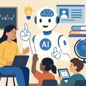 Students learning with AI and teacher using AI to enhance teaching