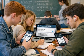 students cheating in class using AI