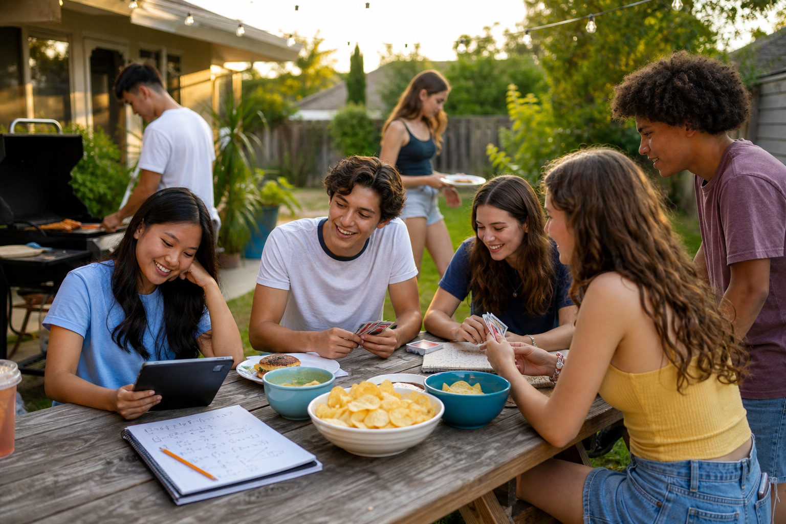 Summer Teens Enjoying BBQ and Math Learning
