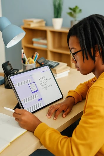8th grade student using StarSpark to learn math
