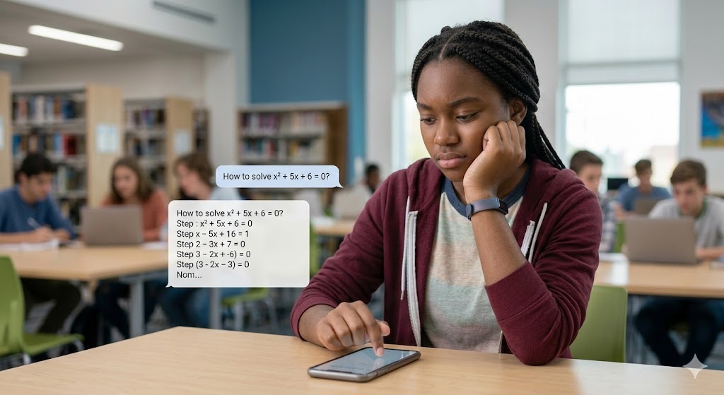 student using AI for math help