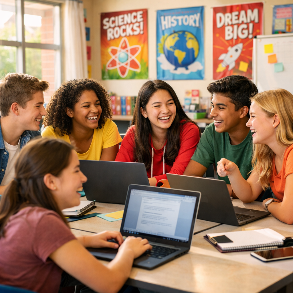 Student hanging out and discussing starspark