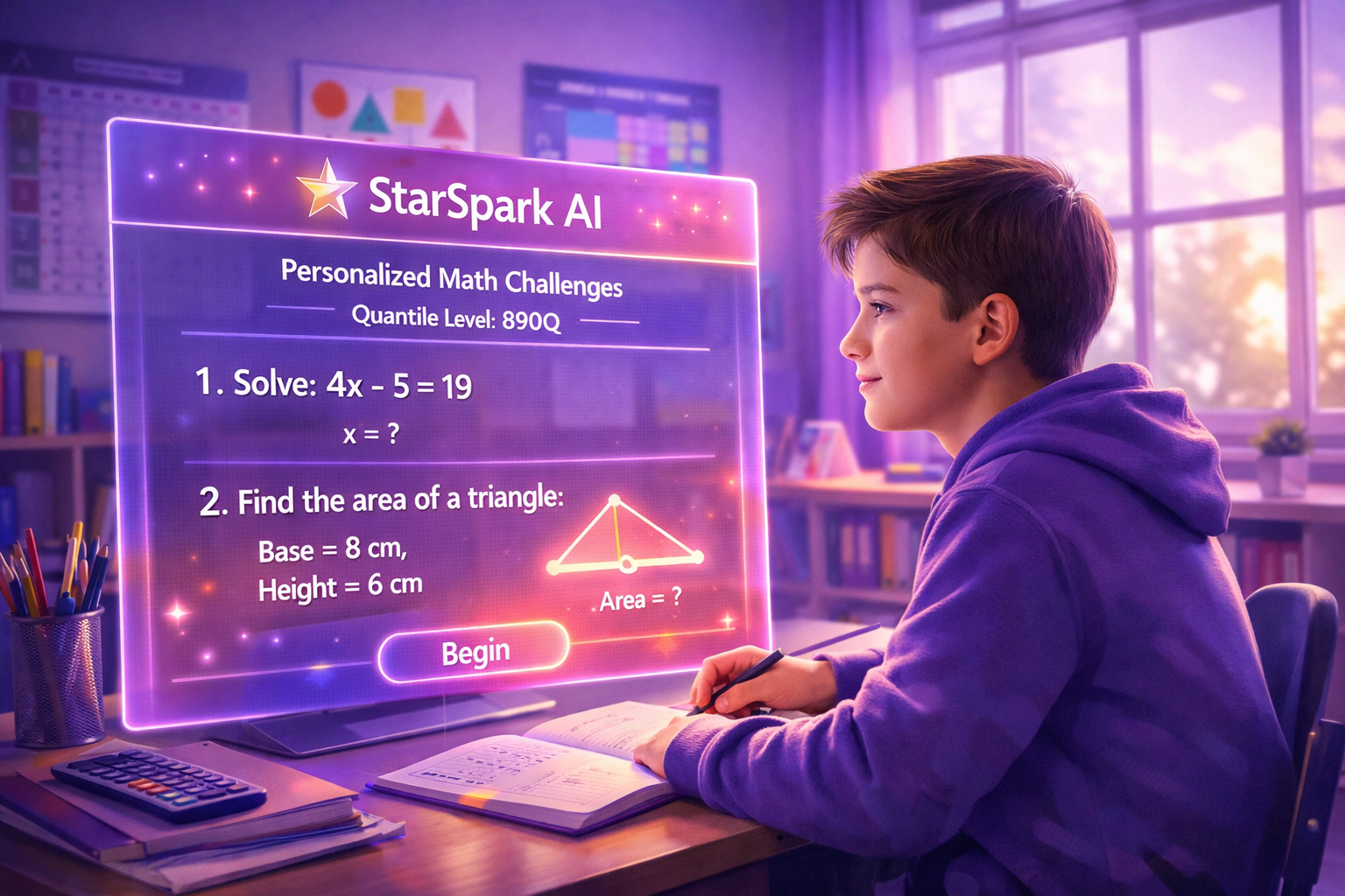 tudent using StarSpark AI for personalized math learning based on Quantile readiness measures