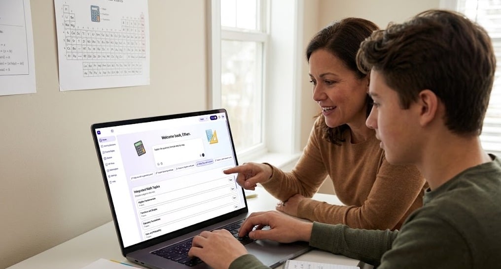 homeschool student using StarSpark for Algebra 1
